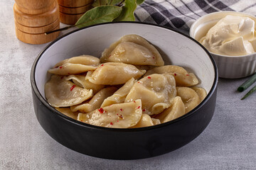 Traditiolal vareniki - stuffed dumplings with potato