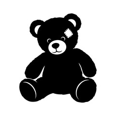 Black teddy bear with transparent background