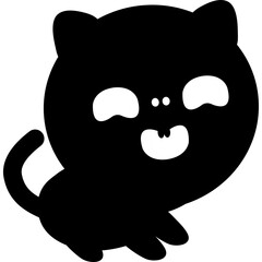 Simple Cute Cartoon Silhouette Black Cat Happy Halloween party element Illustration flat style