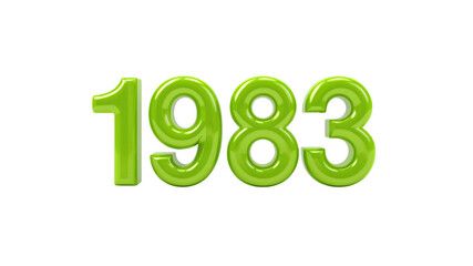 1983 Glossy Green 3D Number Render