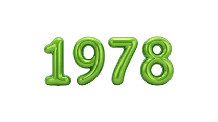 Green 1978 Balloon Numbers on Transparent Background