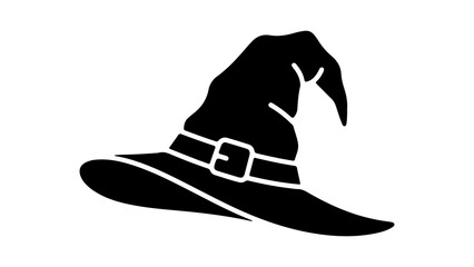 Black witch hat with transparent background