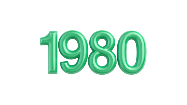 1980s Retro Green Number Balloons - 3D Render