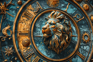 Obraz premium Abstract сomposition with concept of Leo zodiac sign symbol