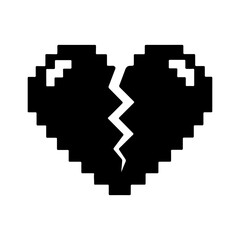 Obraz premium Broken pixel heart with transparent background