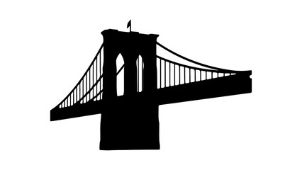 Brooklyn bridge silhouette with transparent background