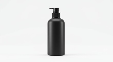 Black Pump Bottle on White Background Minimalist Design.