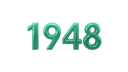 Teal 3D Number 1948 on Transparent Background