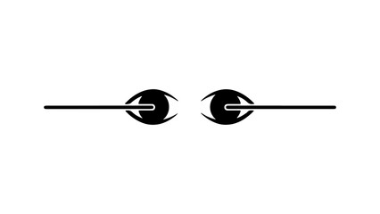Cartoon eyes with lines with transparent background