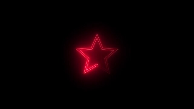the 5 star icon glowing animation video. on black background. Pinwheel star icon glowing neon purple color animation black background Star glyph rating icon glowing neon 5 star icon glowing animation 