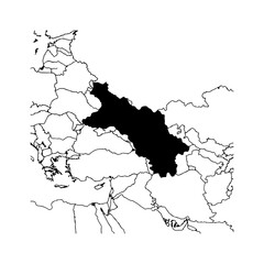 Central europe country map with highlighted region