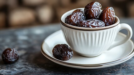 Coffee cup and luxury big size dried date fruits
