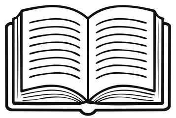 Open book with blank pages and horizontal lines illustration