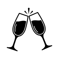 Cheers with wine glasses with transparent background