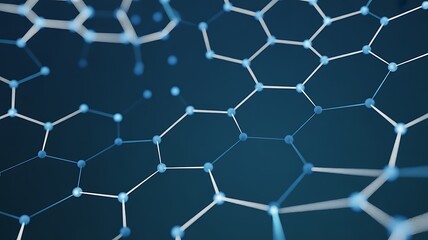 Hexagonal Network Structure on Dark Blue Background