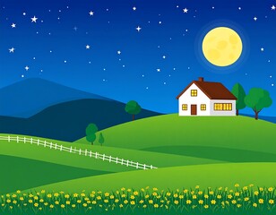 Fototapeta premium Nighttime rural landscape