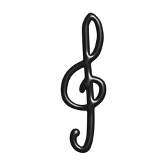 Fototapeta premium 3d treble clef. Hand drawn musical symbol. Single element for print, web, design, decor, logo