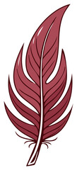 Obraz premium Elegant Red Feather with Detailed Barbs and Quill Illustration