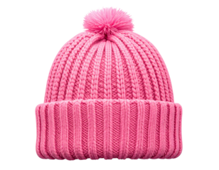 Fashionable Pink Knit Beanie with Pom-Pom Detail