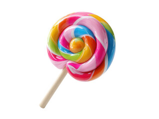 Colorful swirl lollipop isolated on transparent background