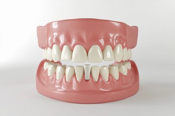 Obraz premium Dental implant positioned securely in the jaw surrounded by natural teeth demonstrating effective oral restoration