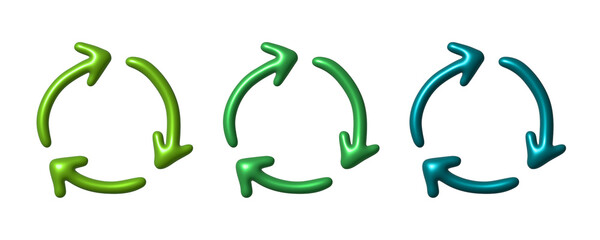 3d recycle arrow icon Recycling resources symbol Reuse of materials, zero waste, green environment, saving the planet