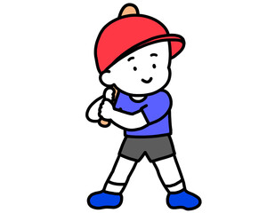 バットを持った笑顔の男の子