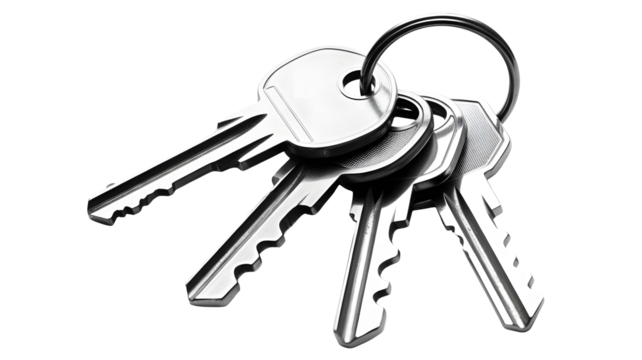 Shiny, metallic keys on a ring, ready to unlock doors, security, and new opportunities