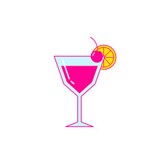 Vibrant Cocktail Illustration with Cherry and Orange Garnish.