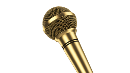 Elegant golden microphone on black background, perfect for podcasting, music, and interviews