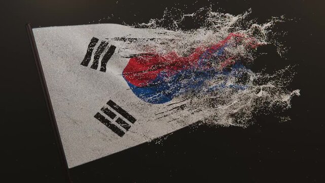 Particle flag animation of South Korea. The Republic of Korea flag animation. Waving flag video of South Korea