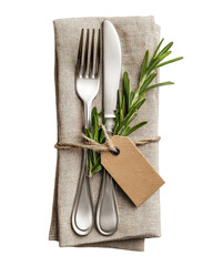 Elegant Place Setting with Rosemary and Kraft Tag
