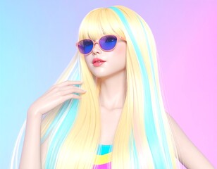 Fototapeta premium Digital portrait of a fashionable woman