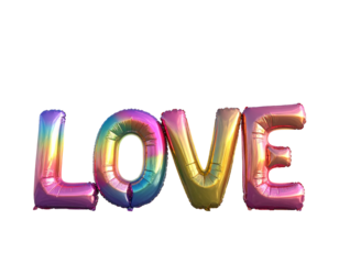 Romantic Heart Balloon Arrangement Spelling Love on Light Blue Backdrop