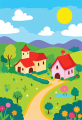 Naklejka premium landscape with houses