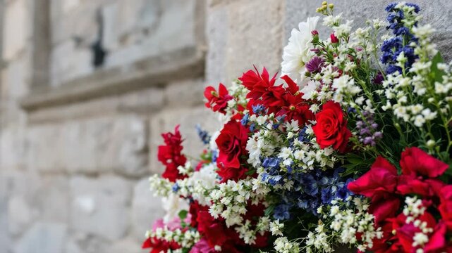Honoring american heroes vibrant red white and blue flowers symbolizing patriotism and sacrifice on veterans day