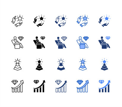 Exceptional, Top tier, First class, Premium, multiple style icon set.