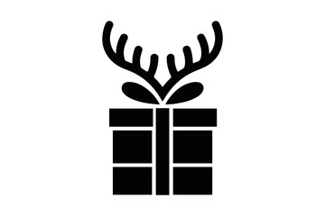 gift box vector illustration, gift box silhouette icon.
