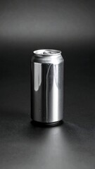 Shiny metal can on dark background