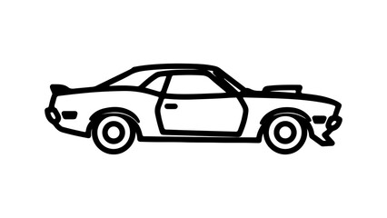 Classic muscle car with transparent background