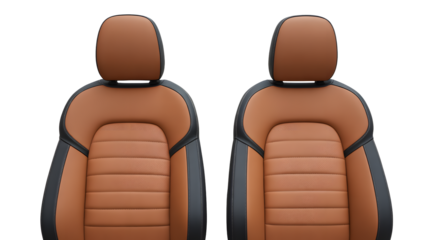 Modern car seats design in luxurious brown leather adding style and comfort to your ride experience