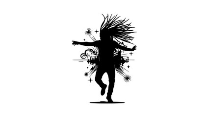 Dancing woman silhouette with transparent background