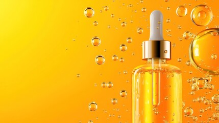 Dropper bottle of serum with bubbles