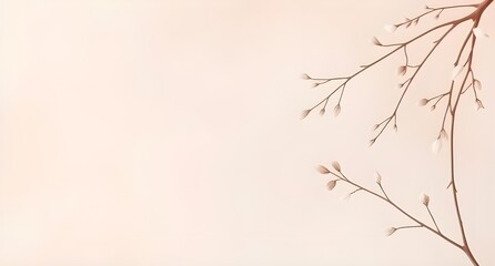 Fototapeta premium minimalist background with delicate leaves, soft pastel tones