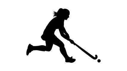 Field hockey player in action with transparent background © Galih