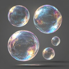 Obraz premium Colorful, glowing soap bubbles