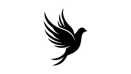 Flying bird silhouette with transparent background