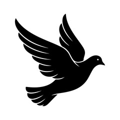 Flying dove silhouette with transparent background
