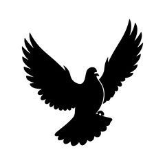 Flying dove silhouette with transparent background