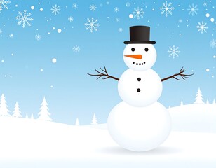 Snowman in snowy landscape